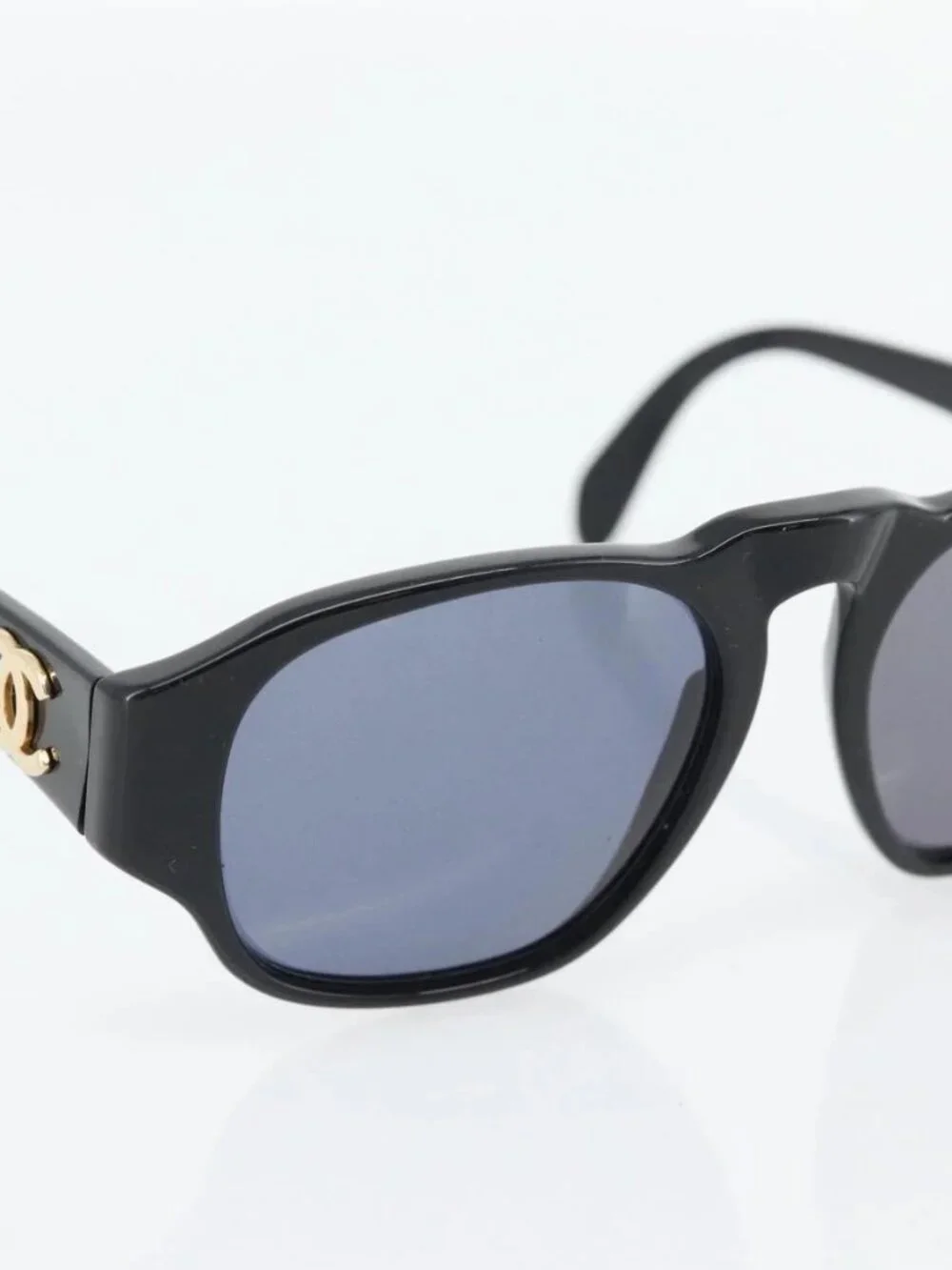 CHANEL COCO Mark Sunglasses plastic Black CC Auth 181746